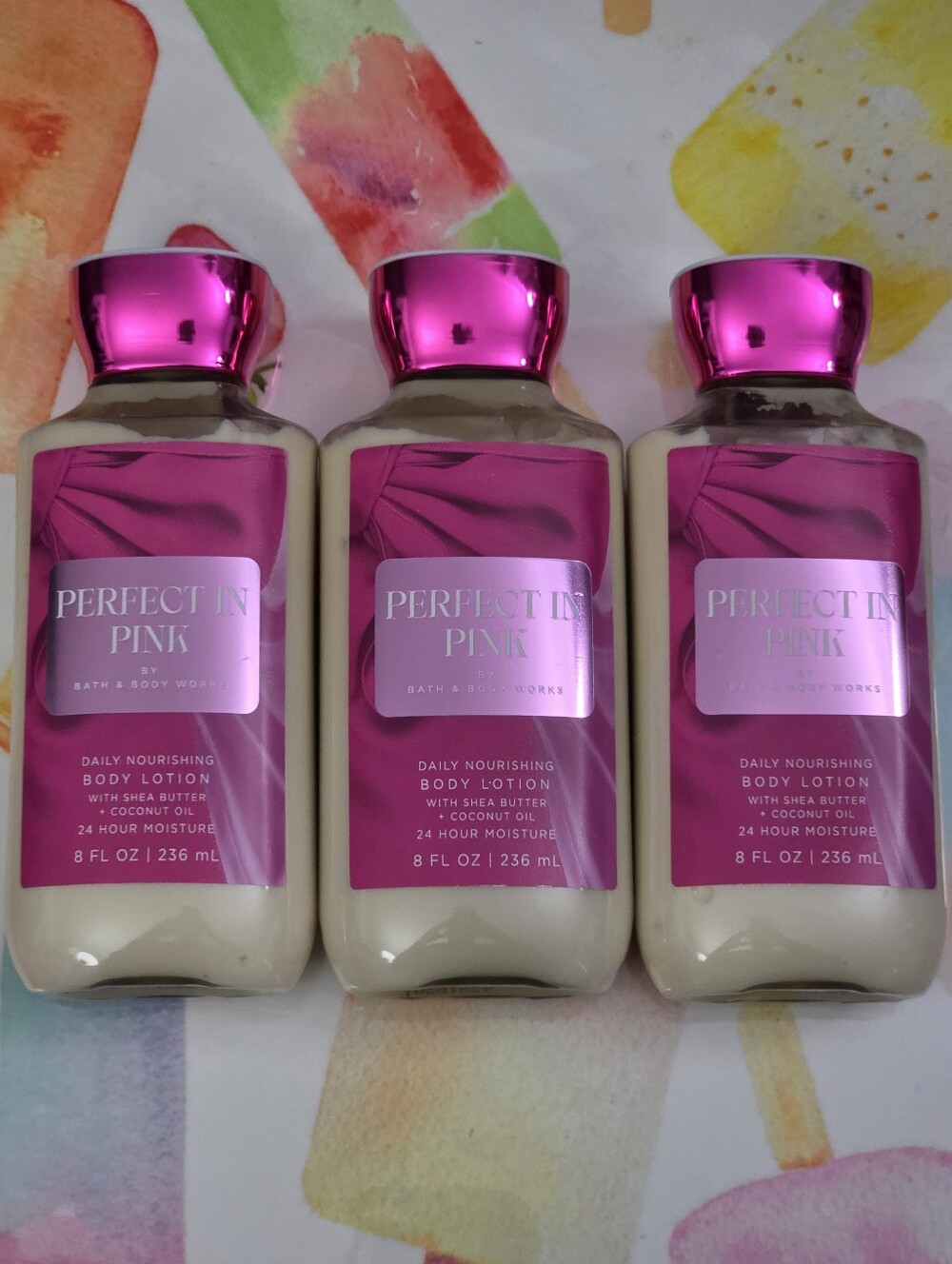 Bath & Body Works Perfect in Pink Daily Nourishing Body Lotion Set of 3 NEW RARE